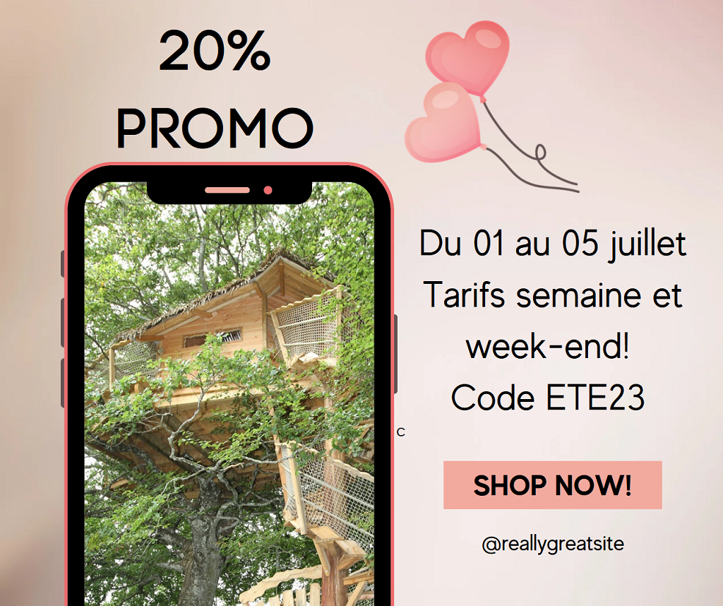 promo -20 %cabanes arbres